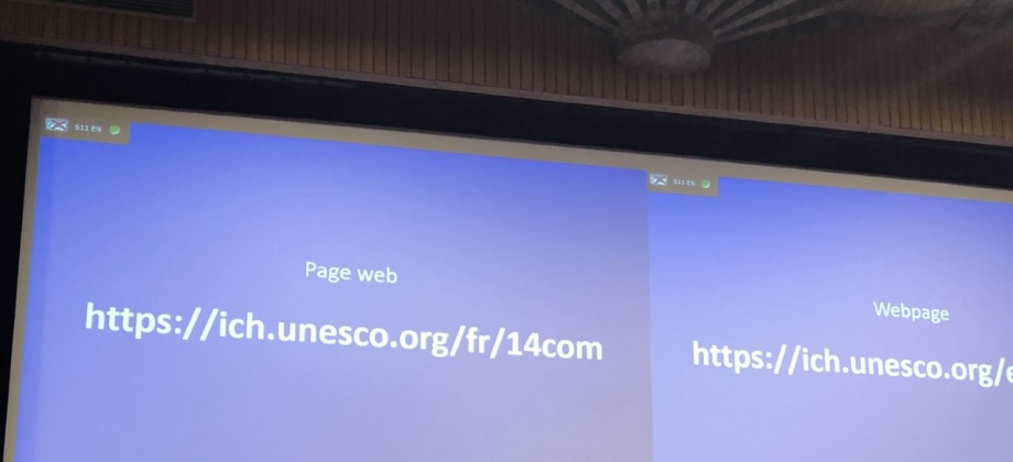Embajadora Viviane Morales en su presentación en la Unesco
